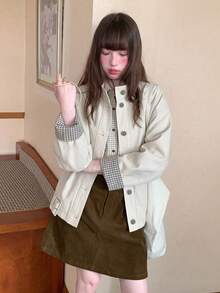 Premium Stand Collar Short Trench Coat Women's Autumn New Casual Niche Jacket - White - View 7