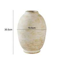 1pc Wabi Sabi Style Large Floor Standing Ceramic Vase, Retro Rough Pottery Decorative Jar, Dried Flower Arrangement Vase For Living Room Home Decor - Beige - View 7