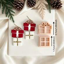 Christmas Theme Polymer Clay Cutter, Christmas Tree, Gift Box, Reindeer Shaped Clay Mold Set, Christmas Atmosphere Earring Making Tools, Soft Clay Jewelry Making Molds - Apricot - View 10