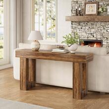 Mesas de Consola de 63 Pulgadas de Largo para Entrada, Mesa de Recibidor, Mesa de Sofá Grande detrás del Sofá, Mesa de Vestíbulo de Entrada de Madera, Mesa de Sofá de Consola Industrial para Sala de Estar, Mueble Decorativo Resistente para Recibidor y Sala - Marrón - Ver 7