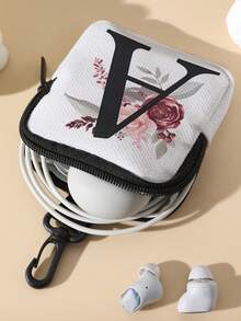 1/2pcs Letter Print Mini Coin Purse, Zipper Closure Small Pouch With Swivel Hook For Earphones Coins Keys Small Items, Can Hang On Backpack - Multicolor - View 7