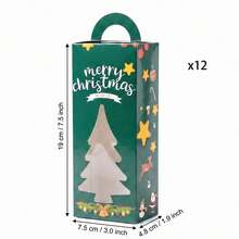 Christmas Gift Box Set (Empty) Festive Green Tree Cutout Boxes With Clear Window & Carry Handle, Perfect For Filling With Treats, Jewelry Or Mini Gifts, Holiday Decoration - Style 1 - View 9