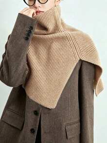 1pc Women's Winter Knitted Scarf Neck Warmer, Solid Color Versatile Pullover Neck Wrap Shawl - Multicolor - View 7