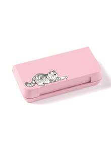 Cat Print Portable Makeup & Jewelry Storage Box, 3 Compartment Flip Lid Small Travel Organizer Case For Earrings Rings Necklaces, Dressing Table Cosmetic Storage Gift For Women, Travel Mini Pill Storage Box, Portable Flip Lid Jewelry Organizer, Christmas/Valentine's Day/Birthday/Mother's Day Gift - Multicolor - View 13