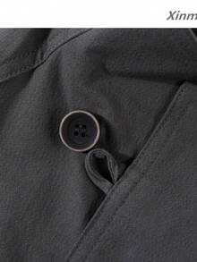 Long manteau trench élégant en tricot avec col châle, vêtement d'extérieur ample et drapé, nouveau style automne 2026, voyage décontracté et vacances gracieuses - Gris foncé - Voir 4