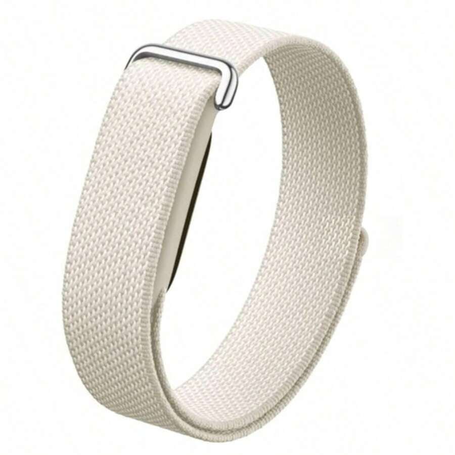 1pc Watch Band Compatible With Google Air Band, Stainless Steel Buckle Nylon Wristband, Breathable Woven Strap Bracelet Accessory, Suitable For Google Air, Adjustable Sweat-Proof Replacement Strap, Unisex - Apricot - View 1