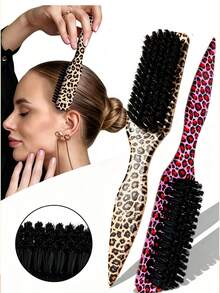 5pcs Leopard Print Tail Comb & Brush Set, Made Of Soft Bristles And ABS Material, Smooths Hair, Suitable For Home And Salon Hair Care & Styling, Travel Use - Multiple Specifications - View 9