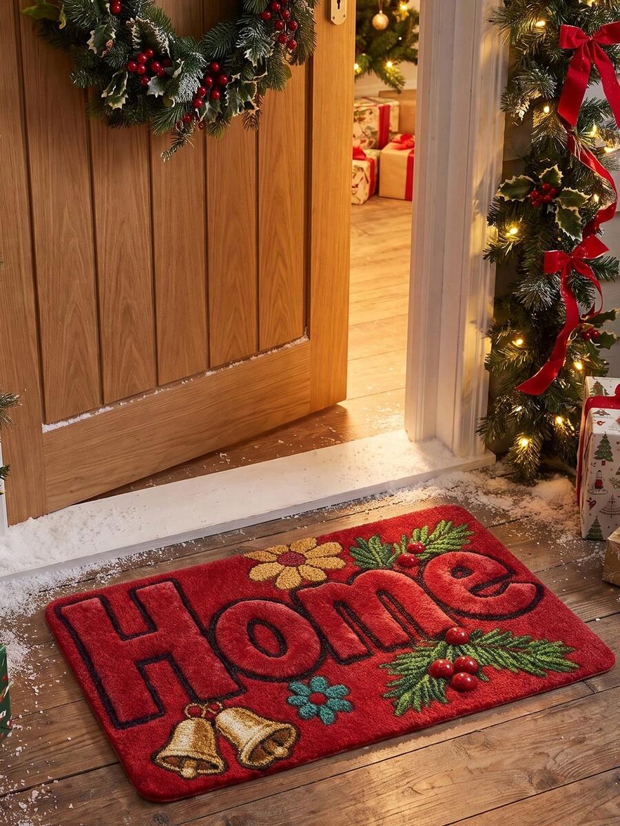 1pc Soft Non-Slip Velvet Rug Mat, Suitable For Kitchen, Bathroom, Bedroom - Highly Absorbent, Machine Washable, Holiday Appropriate (Christmas, New Year), Suitable For Entryway And Small Spaces - A - View 1