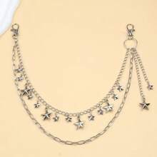 1PC Gold Star Pendant Multi-Layer Men's Pants Chain, Party Street Hip-Hop Outfit Accessory Personalized Metal Jeans Chain - Silver - View 2