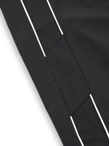 Men's Loose Thermal Lined Wide Leg Sweatpants, Casual Commuter Versatile Sports Long Pants, Autumn/Winter - Black - View 5