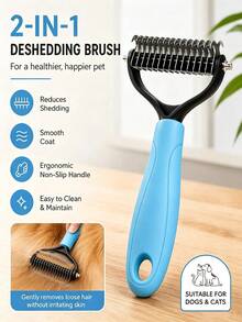 1pc Stainless Steel Pet Deshedding Comb, Suitable For Cats And Dogs, Double-Sided Undercoat Rake, Easily Remove Knots And Tangles, Suitable For Long-Haired And Thick-Haired Pets, Efficient Deshedding Brush - Multicolor - View 11