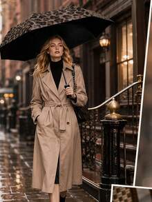 1pc Leopard Print Fully Automatic Vintage Sun/Rain Umbrella, Foldable UV Protection, Practical & Stylish, Wind-Resistant & Durable - As Shown - View 3