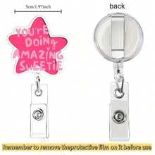 1pc "You're Amazing, Dear" Retractable Badge Holder - Acrylic Material, Suitable For Nurses, Employees And Doctors | Fun Design | Durable Badge Holder, 2D Flat Style, Also A Heartwarming Encouragement Gift For Colleagues. - Multicolor - View 6