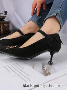 1 Pair High Heel Shoes Lace Trim Shoe Straps, Anti-Slip Heel Fixer, Adjustable Length Shoe Straps - Multicolor - View 3