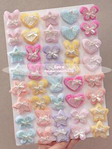 6/12Pcs Sweet Plush Hair Clips, Sparkling Heart Star Rabbit Butterfly Hair Clips, Cute Bow Decor Children Hair Clips, Sweet Dopamine Style Girls Hair Accessories, Suitable For Daily/Outing/Party Use. - Multicolor - View 13