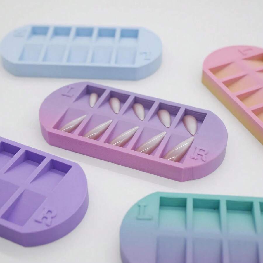 1pc Press-On Nail Storage Box; Available In Five Colors; Features 10 Compartments; An Essential Tool For Nail Technicians; Nail Art Supplies And Accessories. - Multicolor - View 1