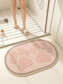 SANJIANGDI 1pc Pink Cat Paw Pattern Of Kitchen Mat, 0.6mm Faux Cashmere Material, Soft And Machine Washable, Suitable For Kitchen, Hallway, Bathroom, Living Room, Outdoor Entrance, And Toilet, Usable Year-Round And Adaptable To Various Occasions - Multicolor - View 2