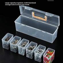 7-Piece Transparent Storage Box Set, Portable Divided Storage Box Includes 6 Small Boxes And 1 Large Box, Suitable For Garage, Tools, Screws, Hardware, Small Parts, Craft Materials And Toys Storage. 1/6/7Pcs - Clear - View 7