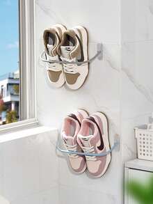 Wall Mounted Shoe Rack With Sticky Hanging Strips With Shoe Storage Bag, Foldable Shoe Rack,Wall-Mounted Mount Shoe,Wall Shoe Rack For Rv Camper, Small Space Shoes Holder For Door Shoes Organizer Shelf No Drilling,Shoe Rack For Closet Entryway. - Multicolor - View 7