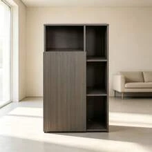 1 Pieza Despensero Organizador Multiusos, Medidas 30 x 30 x 112, Melamina de Alta Resistencia, Color Chocolate, Estilo Contemporáneo, Forma Rectangular, 3 Cajones, 3 Manijas, Estantes y Repisas Ajustables, para Cocina, Comedor y Oficina - Marrón Chocolate - Ver 1