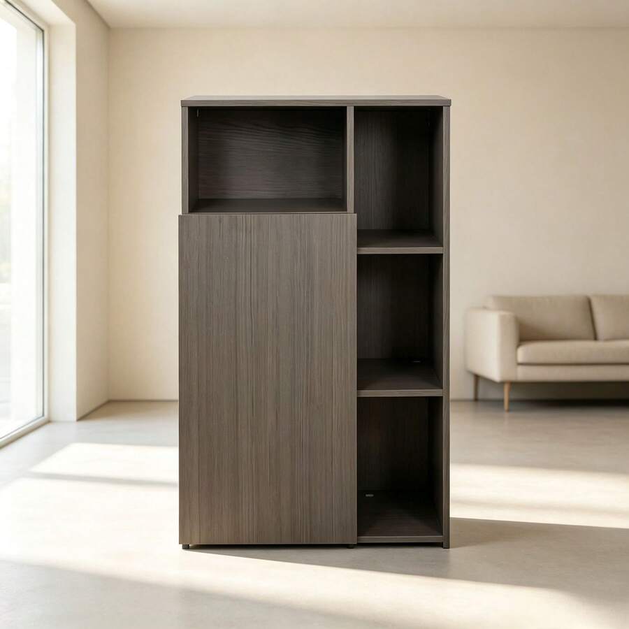 1 Pieza Despensero Organizador Multiusos, Medidas 30 x 30 x 112, Melamina de Alta Resistencia, Color Chocolate, Estilo Contemporáneo, Forma Rectangular, 3 Cajones, 3 Manijas, Estantes y Repisas Ajustables, para Cocina, Comedor y Oficina - Marrón Chocolate - Ver 1