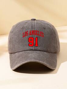 MAKEFGE 1pc Unisex Outdoor Casual Fashion Soft Comfortable Washed Distressed Vintage LOS ANGELES91 Graphic Print Adjustable Size Minimalist Black Multi-Color Curved Brim Baseball Cap Suitable For Daily Wear, Travel, Holiday Gift, Party Street - A - View 17