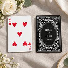 1pc Personalized Custom Name Date Wedding Poker Cards, Vintage Black Floral Back Playing Cards, Wedding Favor Gift For Couples, Party Game Home Decor - Multicolor - View 12