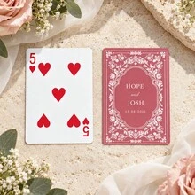 1pc Personalized Custom Name Date Wedding Poker Cards, Vintage Black Floral Back Playing Cards, Wedding Favor Gift For Couples, Party Game Home Decor - Multicolor - View 16