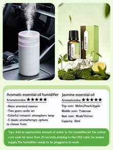 1 Set Black/White Car Humidifier With LED Ambient Light, USB Quiet Aromatherapy Humidifier, Suitable For Essential Oils (5 Fragrance Options), Applicable To Car, Office, Bedroom, Living Room, Study, Plant Room, Car Accessories Decoration, Set Includes 1 Humidifier And 1 Bottle Of Essential Oil, Suitable For All Car Models - A - View 26