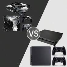 Ink Wash Landscape Pattern Vinyl Sticker Set Compatible With PS4 Slim, Full Set Includes Console Sticker + 2 Controller Stickers, High-Quality PVC Material, Scratch-Resistant And Wear-Resistant, Removable Without Residue Game Console Decorative Film - View 9