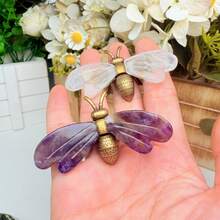 Natural Crystal Bee Ornament, Random Texture Natural Crystal Decorative Stone, Indoor Decor, Suitable For Home And Office Decoration, Ideal Gift For Halloween, Christmas And Birthday, Collection Choice For Crystal Enthusiasts - Multicolor - View 4