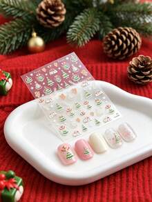 1pc Silver Foil Christmas Tree & Gingerbread Man Nail Decals, Self-Adhesive Snowflake Nail Art Stickers For Autumn - Grey - View 2