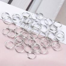 50pcs Silver Double Jump Rings, Key Rings, Used For Making Keychain Accessories, DIY Handmade Craft Assembly Connection Rings, Jewelry Making Accessories, Bag Accessories, Pet Accessories, Handmade Beaded Chains, Pendant Earring Clasps, Spacer Bead Connectors, Bag Keychain Clasps, Open Jump Rings, O-Ring Connectors, Double Loop Keychain Connection Rings DIY Supplies - Double Hoop Earrings - View 2
