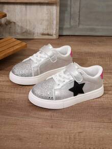 Kids Casual Colorblock Campus Versatile Fashion Hook & Loop Sneakers - Silver - View 2