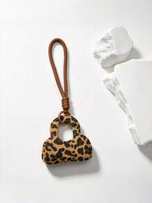 New Hot-Selling Handmade DIY Vintage Leopard Print Mini Bag Charm, 1pc Flocked Small Bag Keychain Pendant, Creative Holiday Gift Souvenir For Lovers And Friends, Creative Gift For Girlfriend, Holiday Gift, Phone Car Accessory Key Ring, Holiday Creative Small Gift, Event Gift - Multicolor - View 6