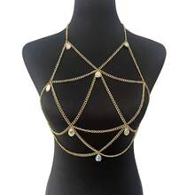 1pc Influencer Style Luxury Cross Metal Chest Chain, Thin Layered Design, Sexy Party Atmosphere Accessory Body Chain - Multicolor - View 8