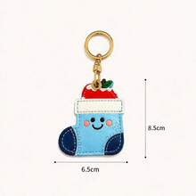 1pc Cute Christmas Socks PU Leather Keychain, Cartoon Fruit Socks Bag Pendant, Backpack Car Key Holiday Key Ring, Christmas Gift - Christmas Stocking - View 6