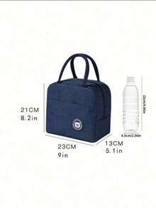 1pc Crane Pattern Portable Lunch Bag, Reusable, Leak-Proof, Cute Design, Stain-Resistant, Side Water Bottle Pocket, Insulated, Large Capacity Tote Bag, Suitable For Travel, Work, Picnic, Beach And Other Occasions. - Baby Blue - View 5