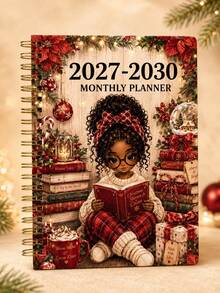 مخطط شهري 2027-2030 - دفتر تقويم 4 سنوات، تصميم عيد الميلاد، مخطط طويل الأمد 2027 مجلد حلزوني، مناسب للنساء، يستخدم للأهداف والجداول والمواعيد وإدارة التنظيم دفتر مخطط شهري، هدية عيد الميلاد - A5 - مشاهدة 6