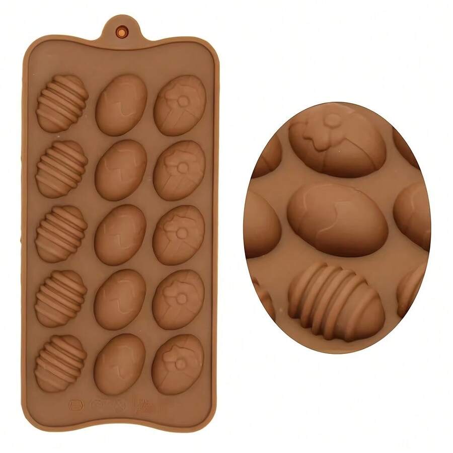 15-Cavity Easter Egg Chocolate Cake Mold, Silicone Fondant Mold For Cookies, Desserts, Candy, Cupcakes, Pastries, Baking Tools, Baking Mold - Multicolor - View 1
