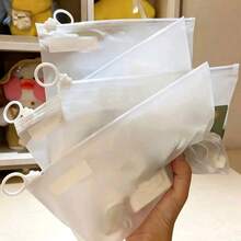 3/5/10Pcs Drawstring Storage Bags, Frosted Plastic Pouches With Ring Pull, Portable Reusable Organizer Bags For Travel Cosmetics Toiletries - Multicolor - View 6