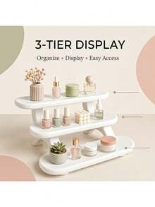 3-Tier Countertop Display Rack, Small Plastic Tiered Storage Organizer, Suitable For Bathroom Vanity, Cosmetics, Perfume, Nail Polish, Skincare Samples, Desktop Stationery, Mini Figurines And Collectibles, Garden Decor - A - View 2