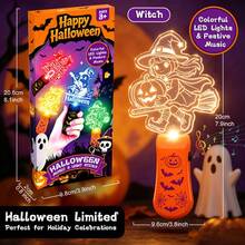 Children's Handheld LED Glowing Stick Music Light Atmosphere Fluorescent Stick Toy Fun Pumpkin Pattern Home Indoor Outdoor Celebration Party Activity Interactive Game Halloween Christmas Holiday Decoration Suitable For Boys And Girls Small Gift - Multicolor - View 12