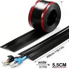 1pc 3 Meters X 5.5cm PVC Self-Adhesive Floor Cable Cover, Cable Management Concealer For Home Office Desk Cable Organization - Multicolor - View 4