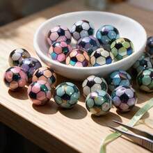 10/20pcs 16mm Mixed-Color Soccer-Shaped AB-Finish Acrylic Beads – Perfect For Stylish, Fun Bracelets And Craft Projects - Multicolor - View 5