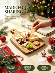 1PC Cutting Board, Cheese Board, Chopping Board, Kitchen Accessories, Kitchen Decor, Wooden Board, Wooden Cutting Board, Christmas Tableware, Christmas Table Decor, Christmas Decorations, Charcuterie Board, Tableware, Cheese Platter, Autumn Home Decor, Kitchen Utensils, Wooden Kitchen Accessories, Christmas Tree Shaped Design, Festive Atmosphere, Suitable For Cutting Various Meats, Vegetables, Fruits, Cheeses, Suitable For Home Purchase And Use, Suitable For Christmas And Other Holidays - View 3