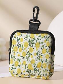 1pc Fruit Print Mini Coin Purse, Zipper Closure Small Pouch With Swivel Hook For Earphones Coins Keys Small Items, Can Hang On Backpack - Multicolor - View 11