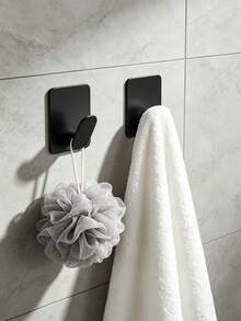 Adhesive Towel Hook For Bathroom, Wall-Mounted Bathrobe Rack, No Drilling Required, Home Bathroom Decor, Bathroom Storage, Easy To Install, Suitable For Kitchen, Bathroom, Shower, Keys, Towels And Clothes Hanger - Multicolor - View 5