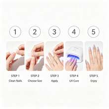 20 miếng dán móng gel kim tuyến mùa thu, miếng dán móng gel bán cứng sấy bằng đèn UV, miếng bọc móng trong suốt lấp lánh, bộ làm móng DIY bền màu - trắng - Xem 5
