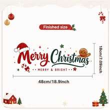 1pc Christmas Decor Merry Christmas Mirror Wall Sticker Santa Hat Gingerbread Man Candy Cane Star Merry And Bright Letter Self Adhesive Vinyl Decal For Mirror Glass Home Holiday Decor - Multicolor - View 7